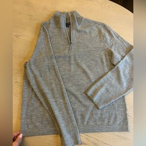 Gray Half-Zip Sweater Extra fine Merino